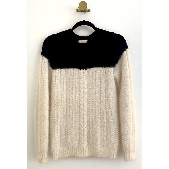 ✨ Band of Outsiders Angora Blend Sweater | Black & White Colorblock ✨ - Small - Picture 1 of 7